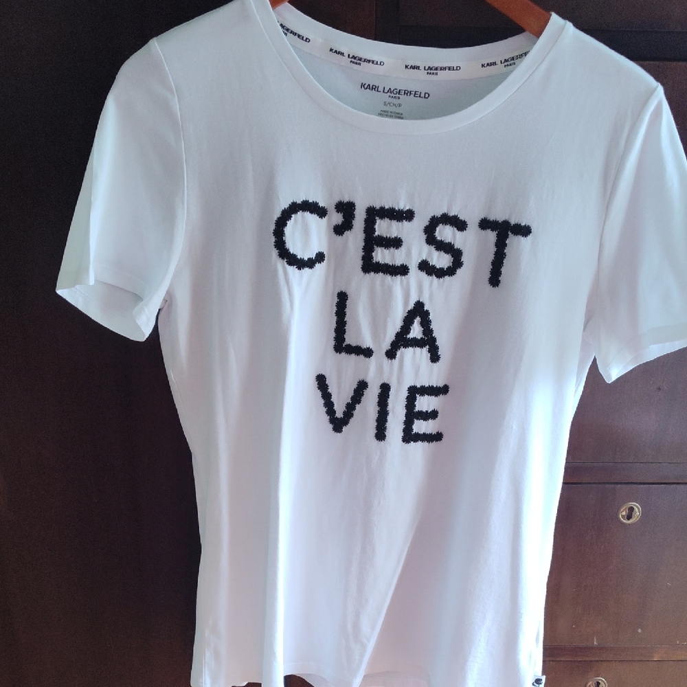 Karl Lagerfeld White 'C'est La Vie' Tee